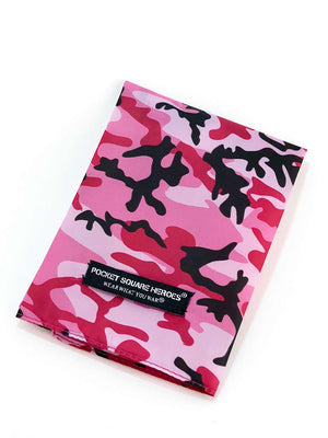 Camouflage Pocket Square, Veteran Made, Pink Pocket Square, Cancer awareness